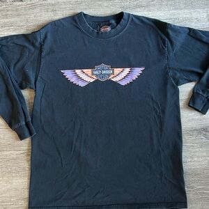 Harley-Davidson Black Long Sleeve Tee with Winged Logo
